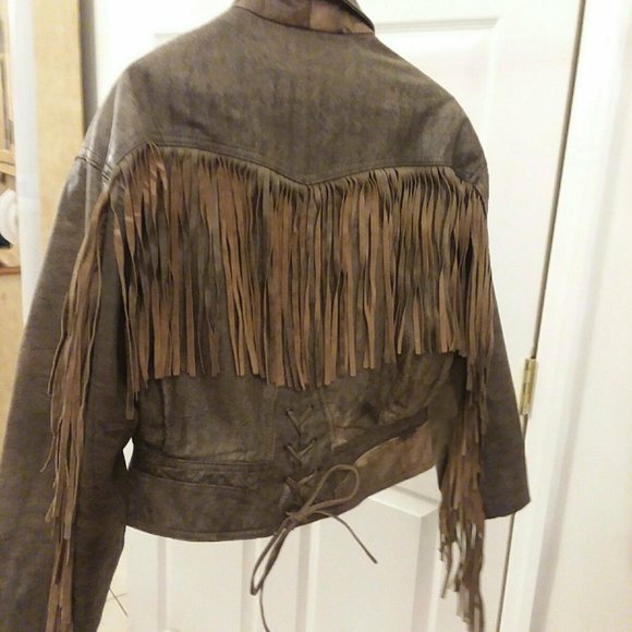 Leather like distressed cropped ladies large jacket - Picture 1 of 4
